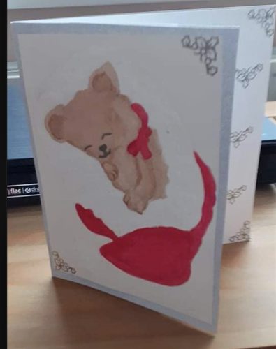Josie, Christmas card, watercolour.